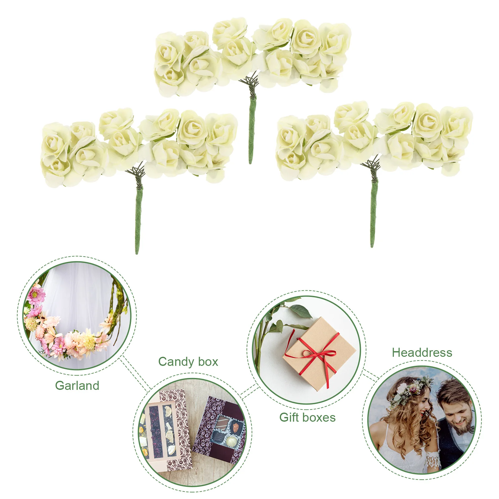 

144 Pcs Artificial Paper Flowers Wedding Decor Real Touch Smooth Vivid Appearance Bouquet Adornment Craft