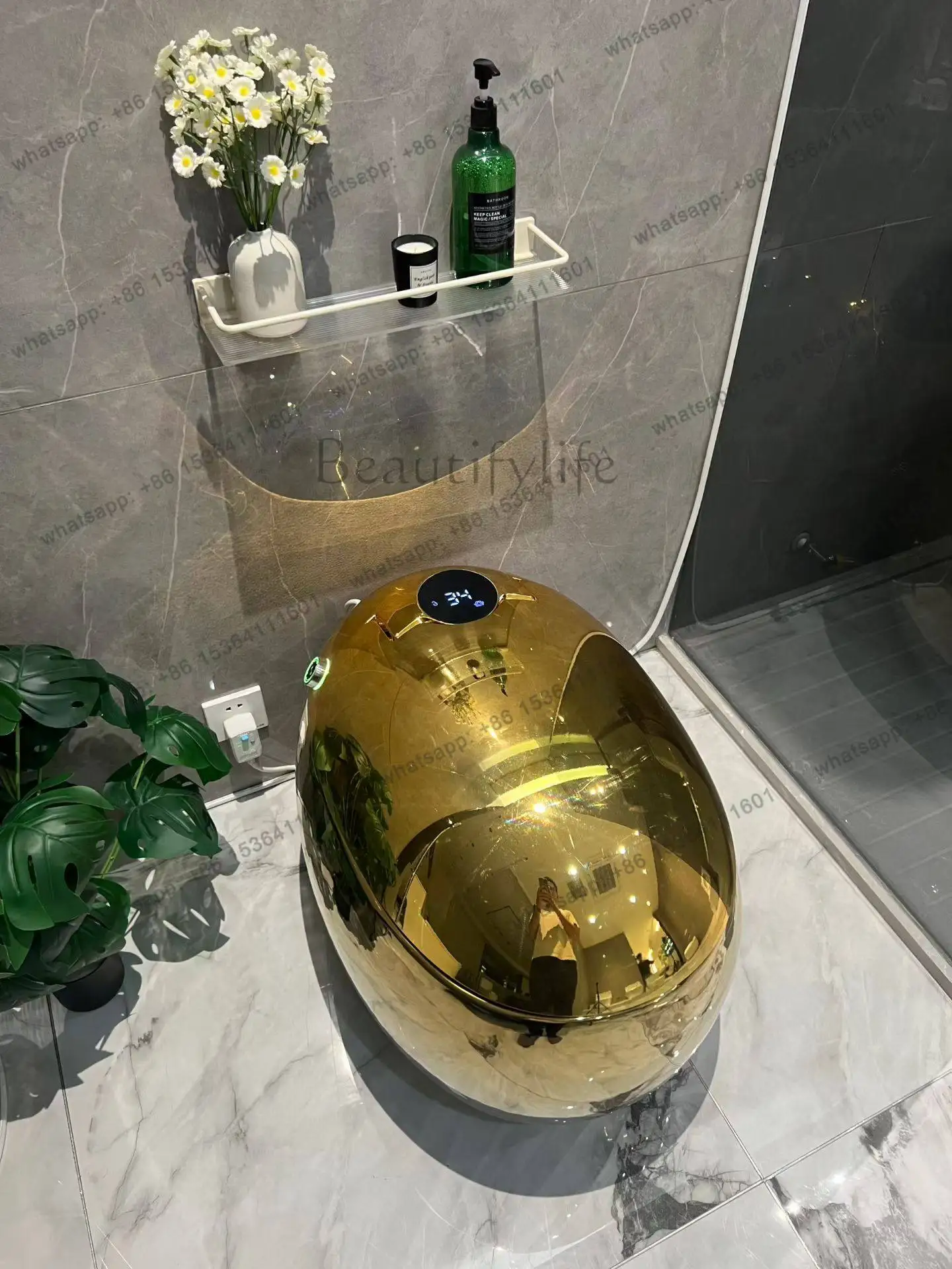 

European-style household integrated golden smart toilet fully automatic without water pressure limit