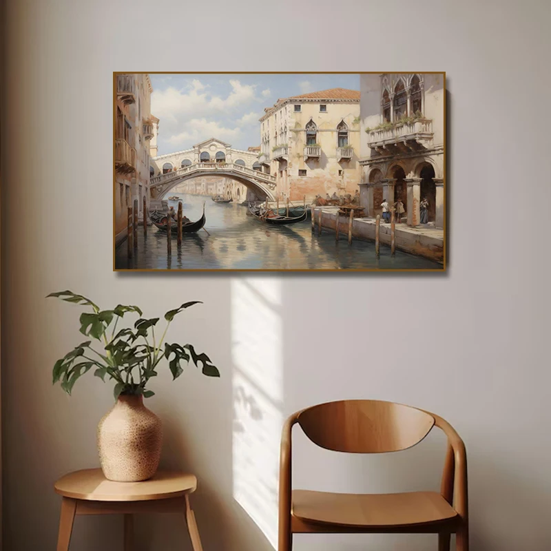 Santorini Village Tower Bridge London Big Ben Venice Tuscan Landscape Poster Canvas Painting Print Wall Art Room Home Decor