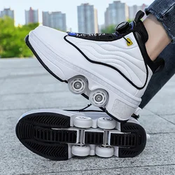 Fashion Sports Roller Shoes Outdoor Deformation Parkour Skates Dual-Use Children'S Youth Women Adults Unisex Casual Sneakers