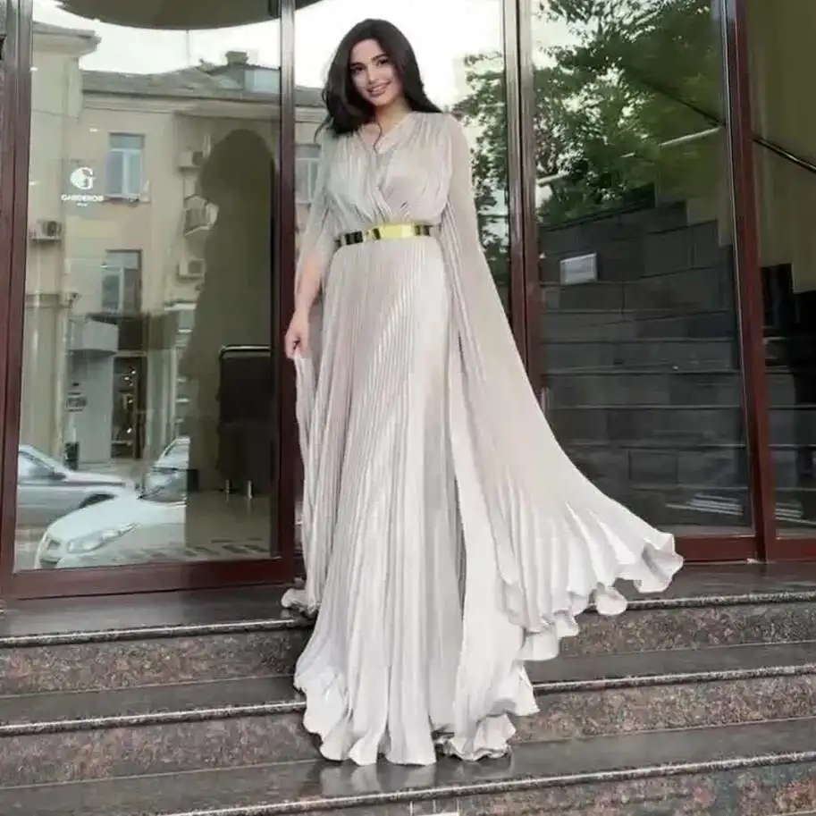 2025 Autumn New Solid Color Bat Sleeve Straightening Waist for Slimming and Long Dress Abaya Ramadan Dubai Luxury Islam Elegant