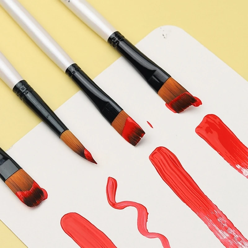 2023 pincéis pintura com 12 peças, ponta fina/redonda/plana/oblíqua, para iniciantes
