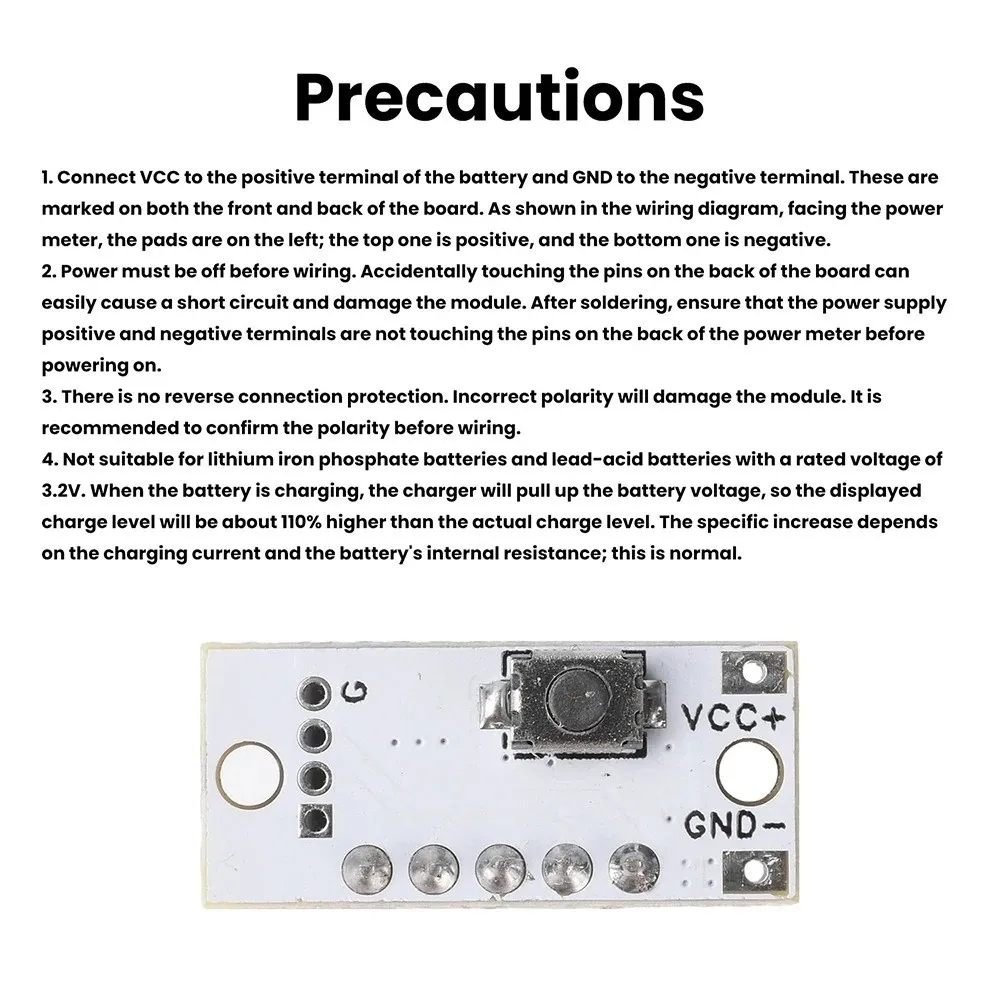 LED Digital Display Battery Level Indicator Module Accurate Percentage Display Low Power Operation Battery Capacity Meter