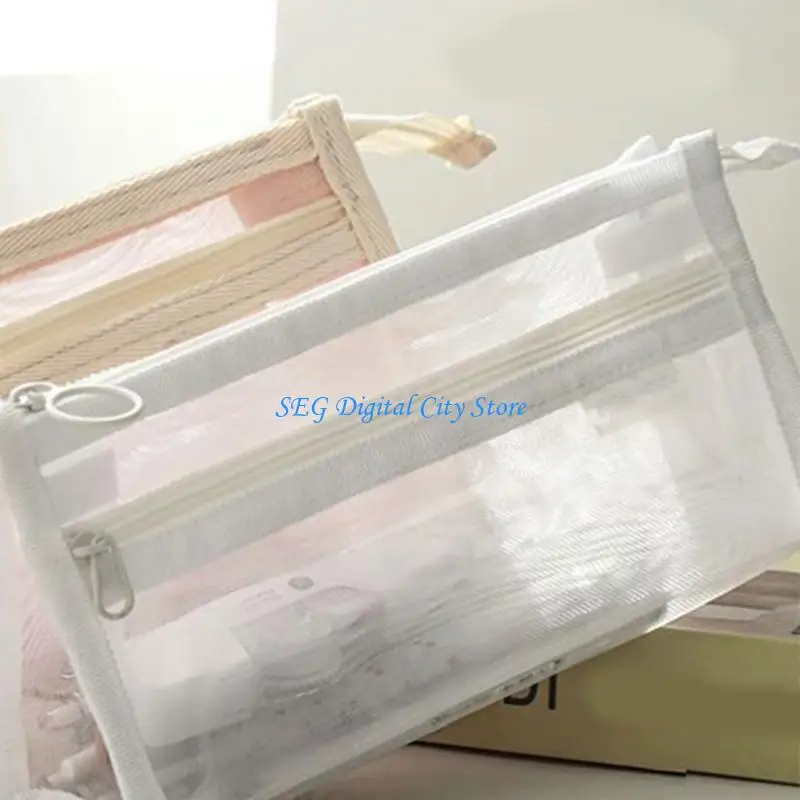

U75B Japanese Styles Pencil Case Pencil Large Capacity Pen Case Pen Bag Mesh Pencil Bag Desk Organizers for Student