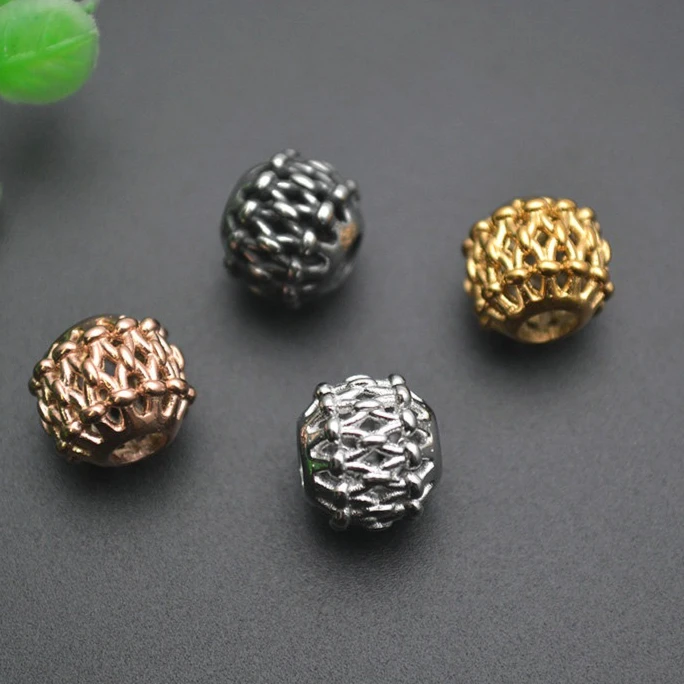 

20 шт., антивыцветающая пятенная сетка из нержавеющей стали, ромб, металлический ствол, круглые бусины, принадлежности для изготовления ювелирных изделий