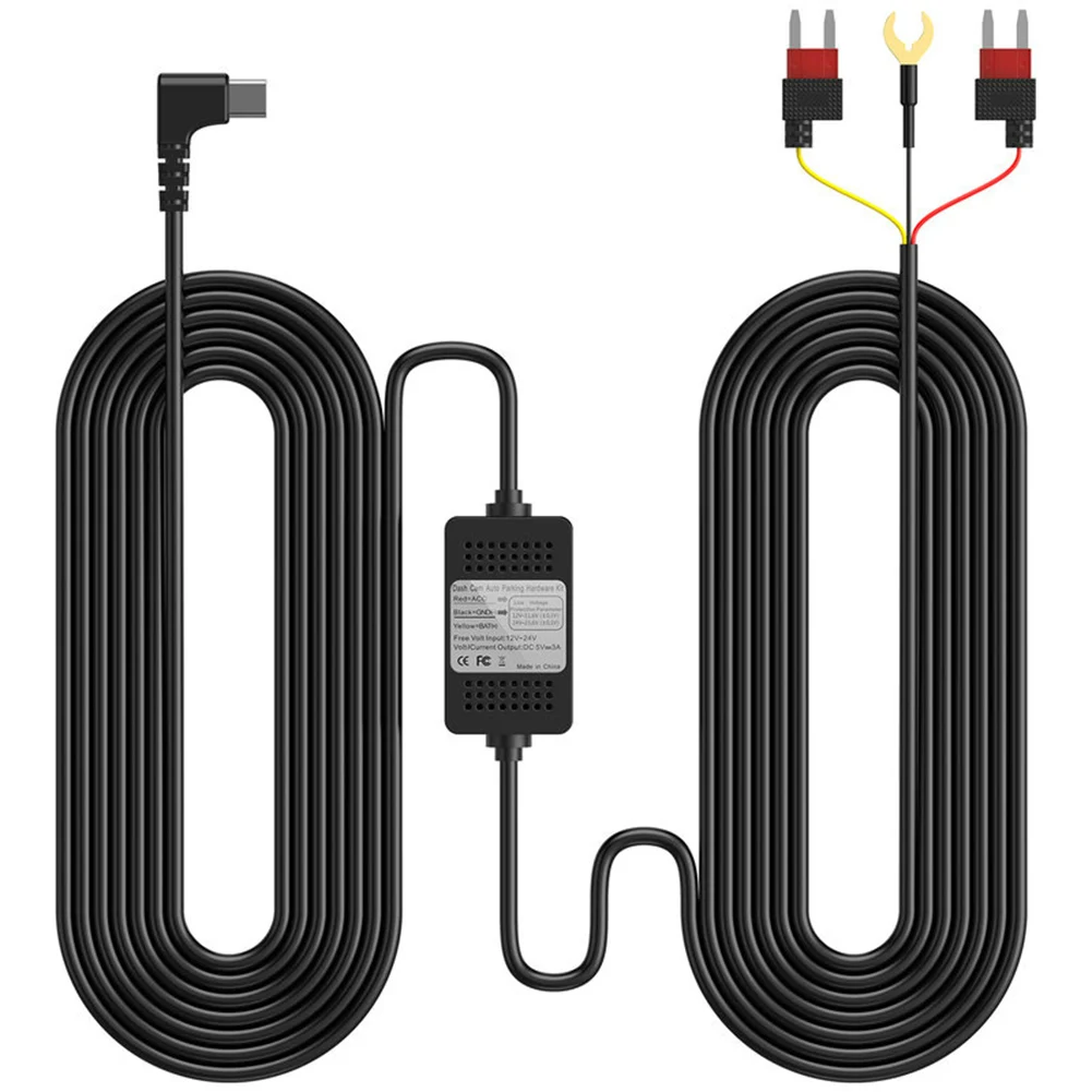 

Автомобильный видеорегистратор, комплект из жесткого провода, USB C-порт, Автомобильный видеорегистратор, запись, зарядный кабель, комплект от 12 в-24 в до 5 В, 4 предохранителя, 24 часа, монитор парковки