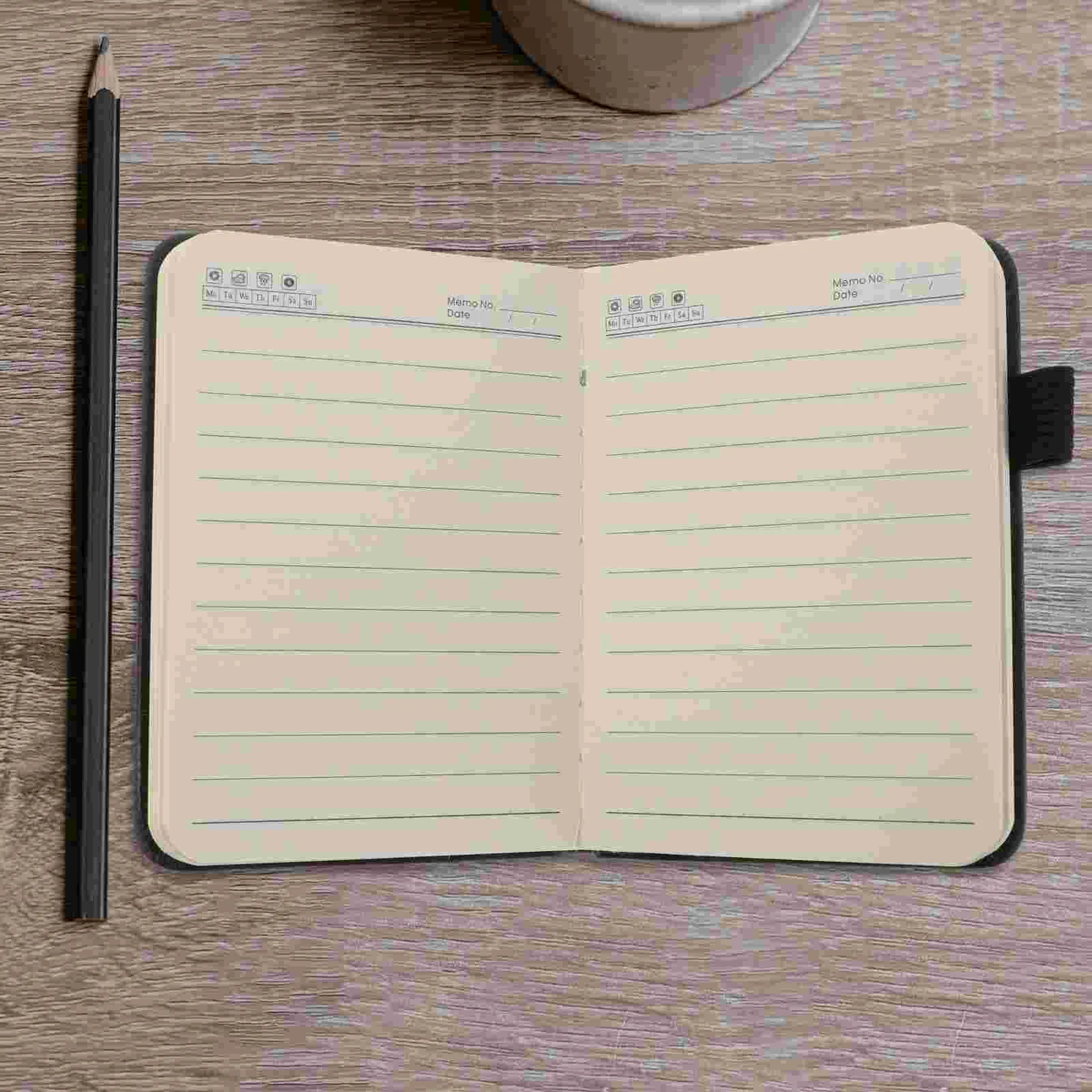 Портативный блокнот из 2 предметов, мини-карманный регулируемый черный маленький блокнот для работы