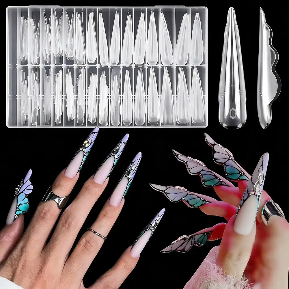 

150pcs DIY Butterfly Nail Dual Forms Clear Reusable Nail Art Extension Forms Ultra-thin Seamless Nail Home Manicure Salon Tool