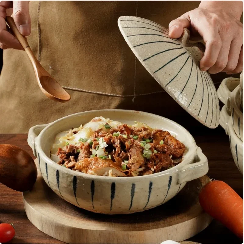 Small Clay pot for cooking Ceramic cookware pots and pans High temperature Crock pot Cooking Stew pot Casserole pots for cooking