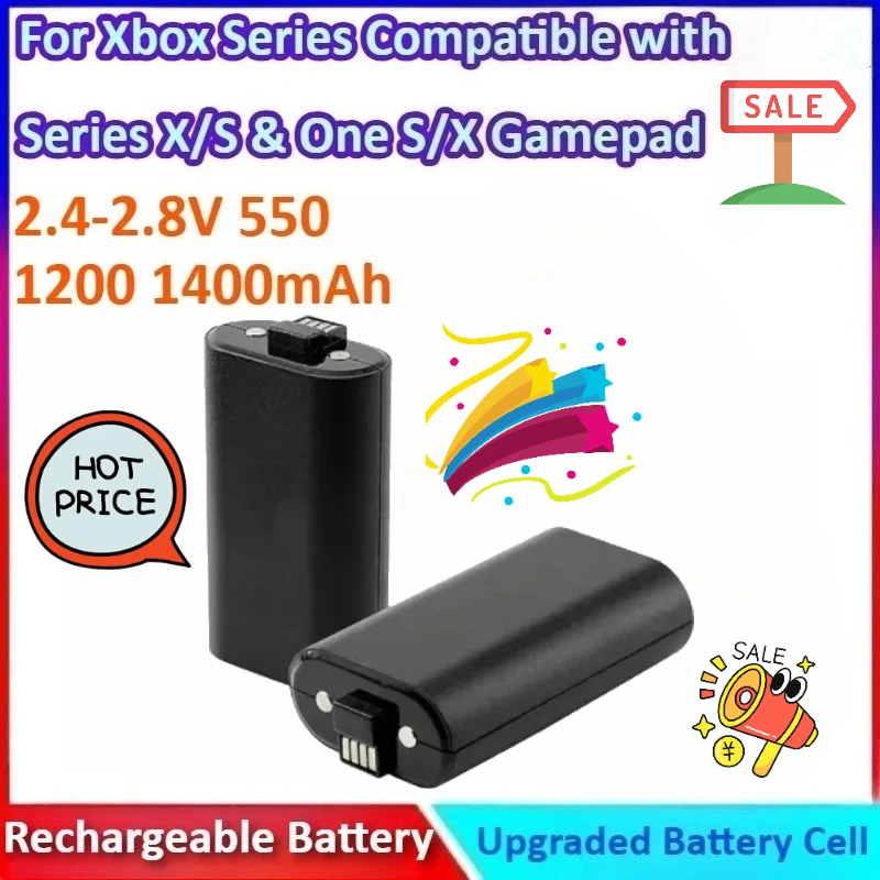 

550/1400/1200mAh 2.4-2.8V Rechargeable Battery Pack for Xbox Series OnesController-Compatible with One S/X Gamepad & Series X/S