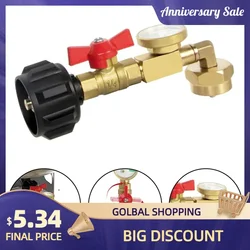 Upgraded Propane Refill Adapter 20lb to 1lb converter, Design with Valve and Gauge, QCC1 Propane Refill Adapter 90-Degree Elbow