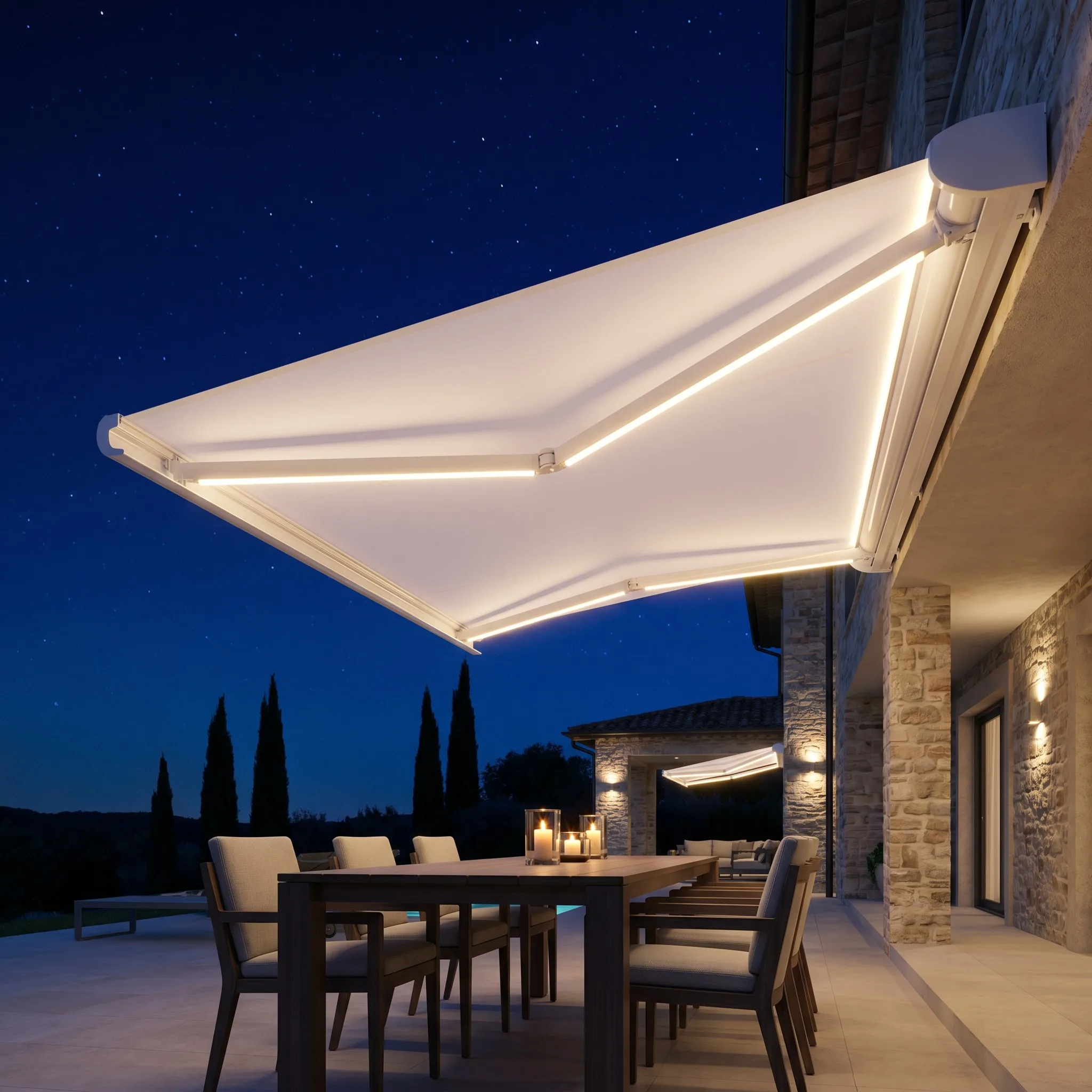 High Performance Smart Retractable Patio Awning App Remote Control Sunshade For Smart Home Outdoor Living Decoration
