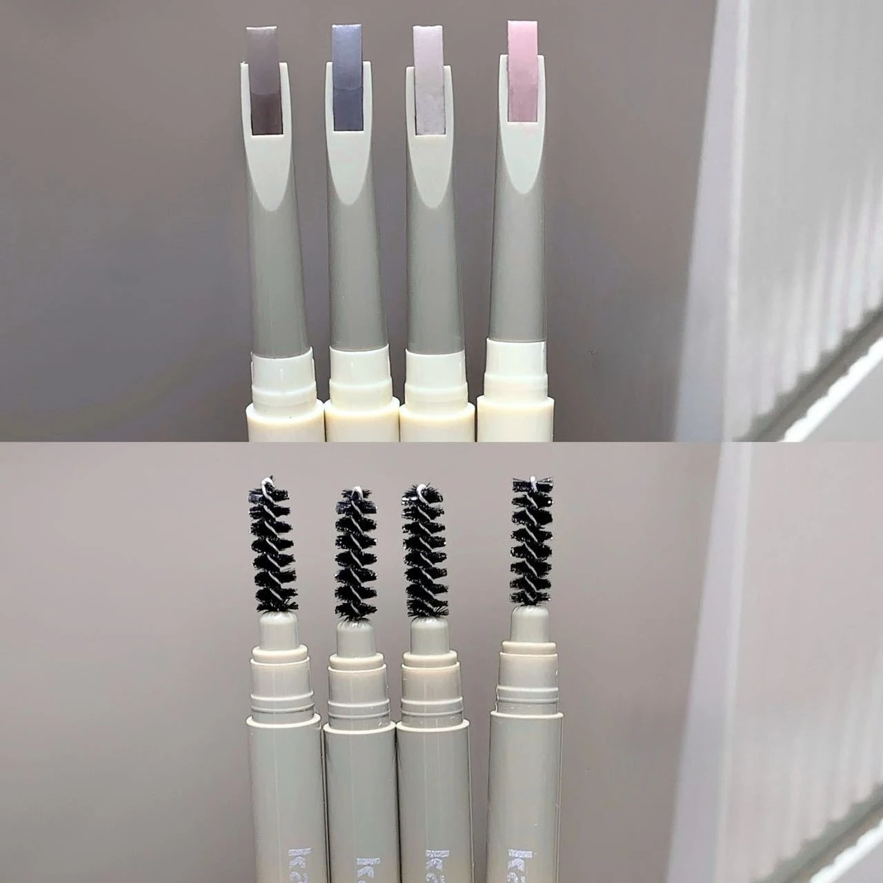 1本入りコーヒーカラー眉ペンシル、ブラシ付き、長持ち防水、黒/グレー、眉タトゥーペン、メイクアップ、眉ティント、簡単に色付け可能