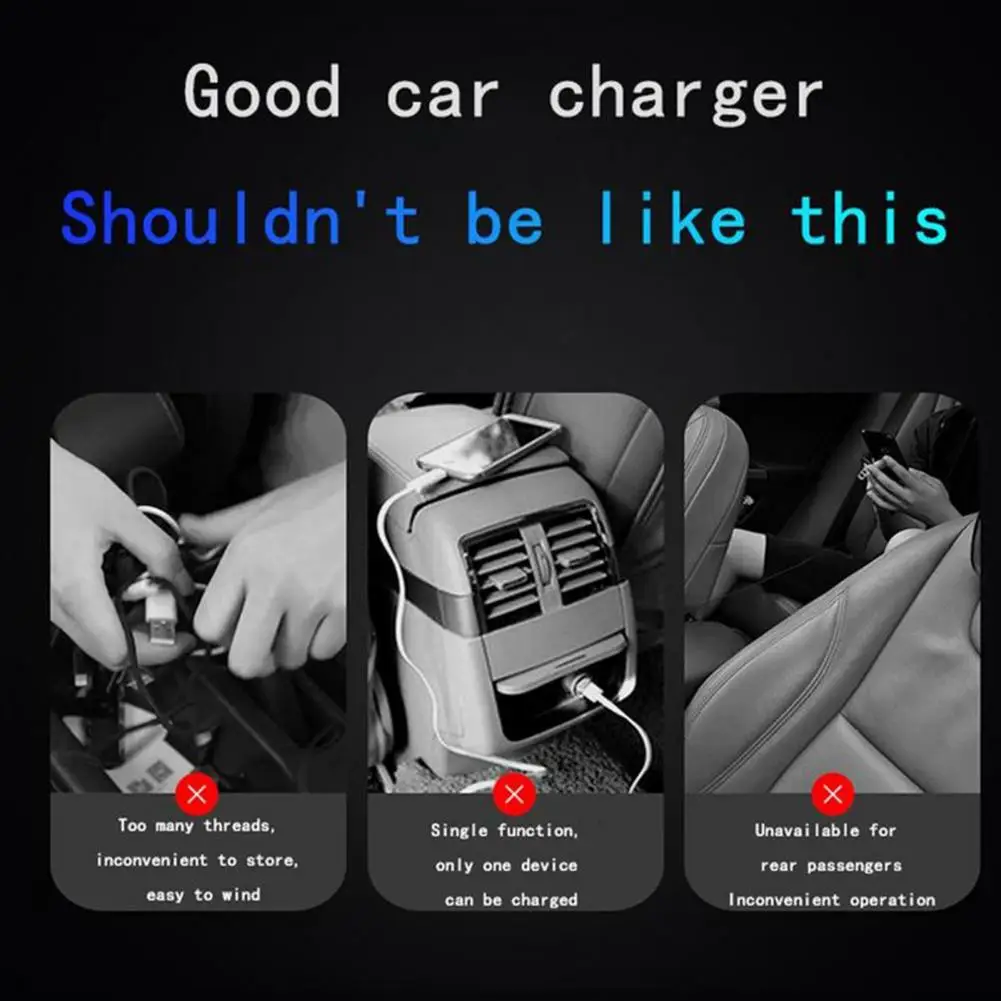 Auto Charger  Practical Stable Output Low Energy Consumption  QC3.0 Type-C ABS Auto Charger for Driving