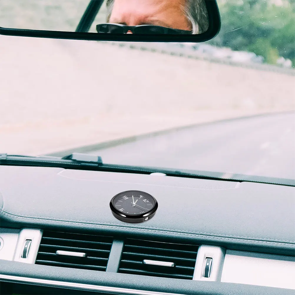 

2Pcs Car Electronic Clock Dashboard Mini Quartz Stick On Digital Auto Accessories Waterproof Travel Vent Car Horn