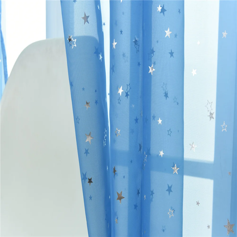 

Window Curtain Silver Star Curtains Sheers Dark Blue Rural Boho Textured