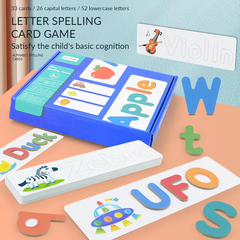 Hot Sale Spelling Words Puzzle Game Educational Toy for Children Smooth Letter Cards for Children English Alphabe Learning Toys