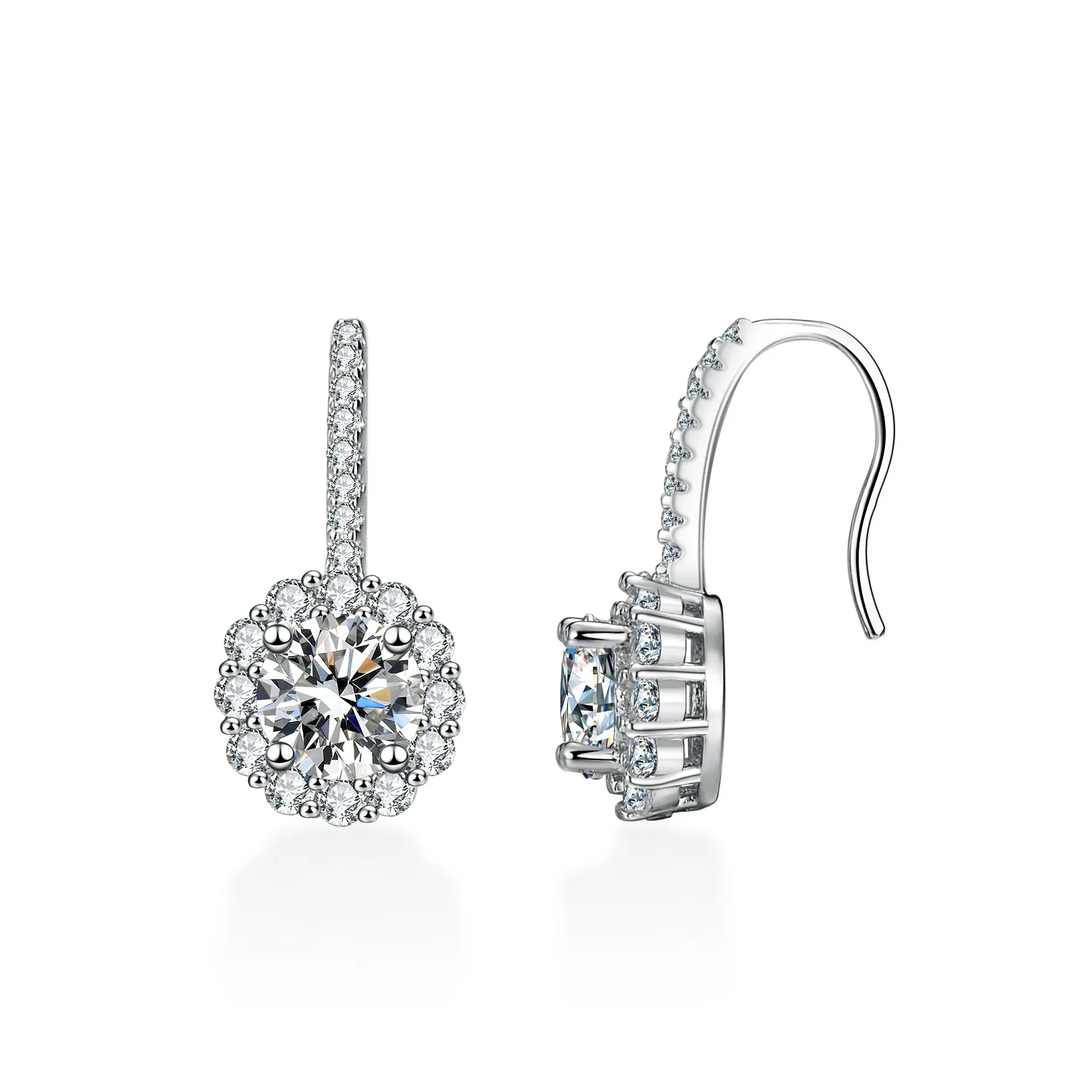 Moissanite Earrings 18K gold with Luxury Round Package Moissanite Earrings Fashion Platinum PT950 Diamond Earrings