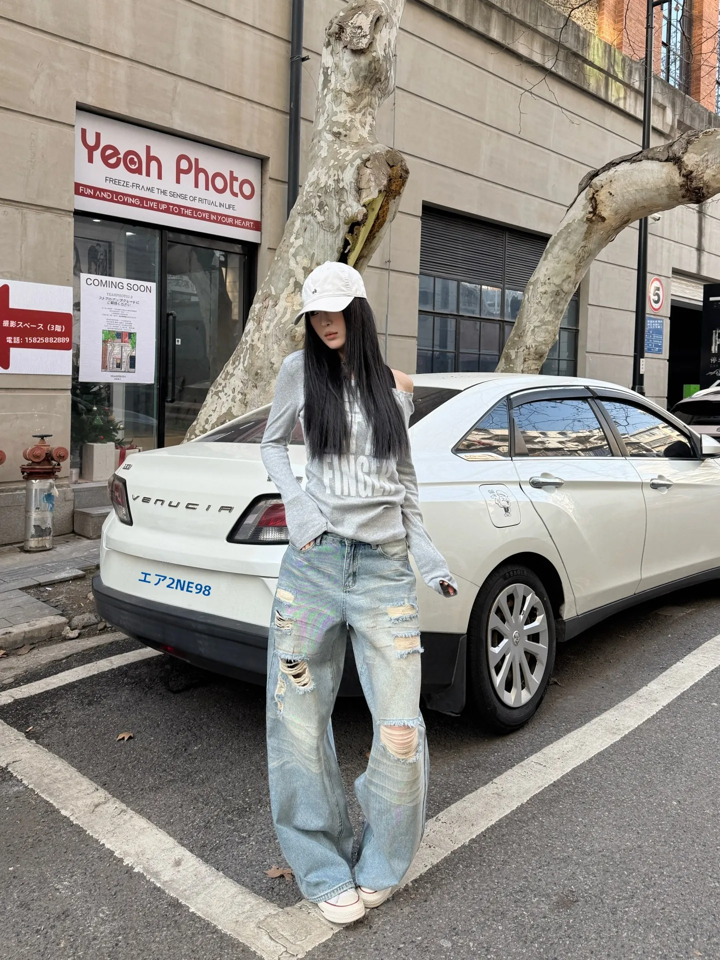 

Женские джинсы Tristine Girl High Street с рваными элементами, весна 2026, винтажные, стильные, широкие, длинные брюки из хлопка с естественной талией