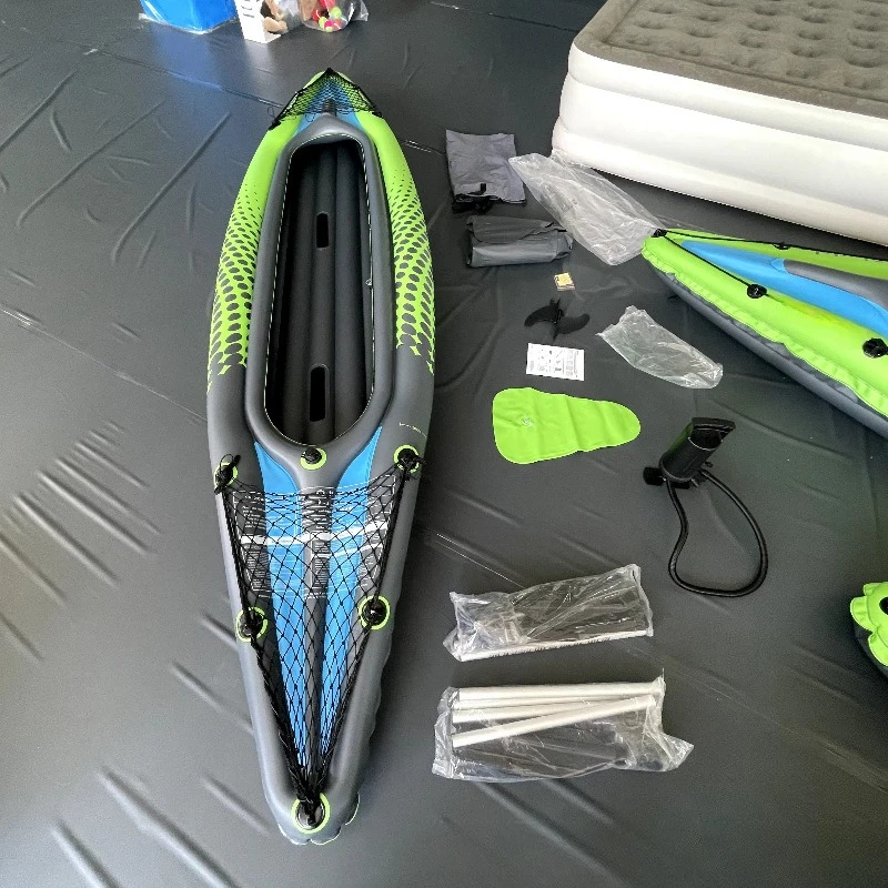 Inflatable Boat, Thickened Canoe Kayak for Fishing, Inflatable Raft Dinghy, Durable PVC Material, 2-3 Person Capacity