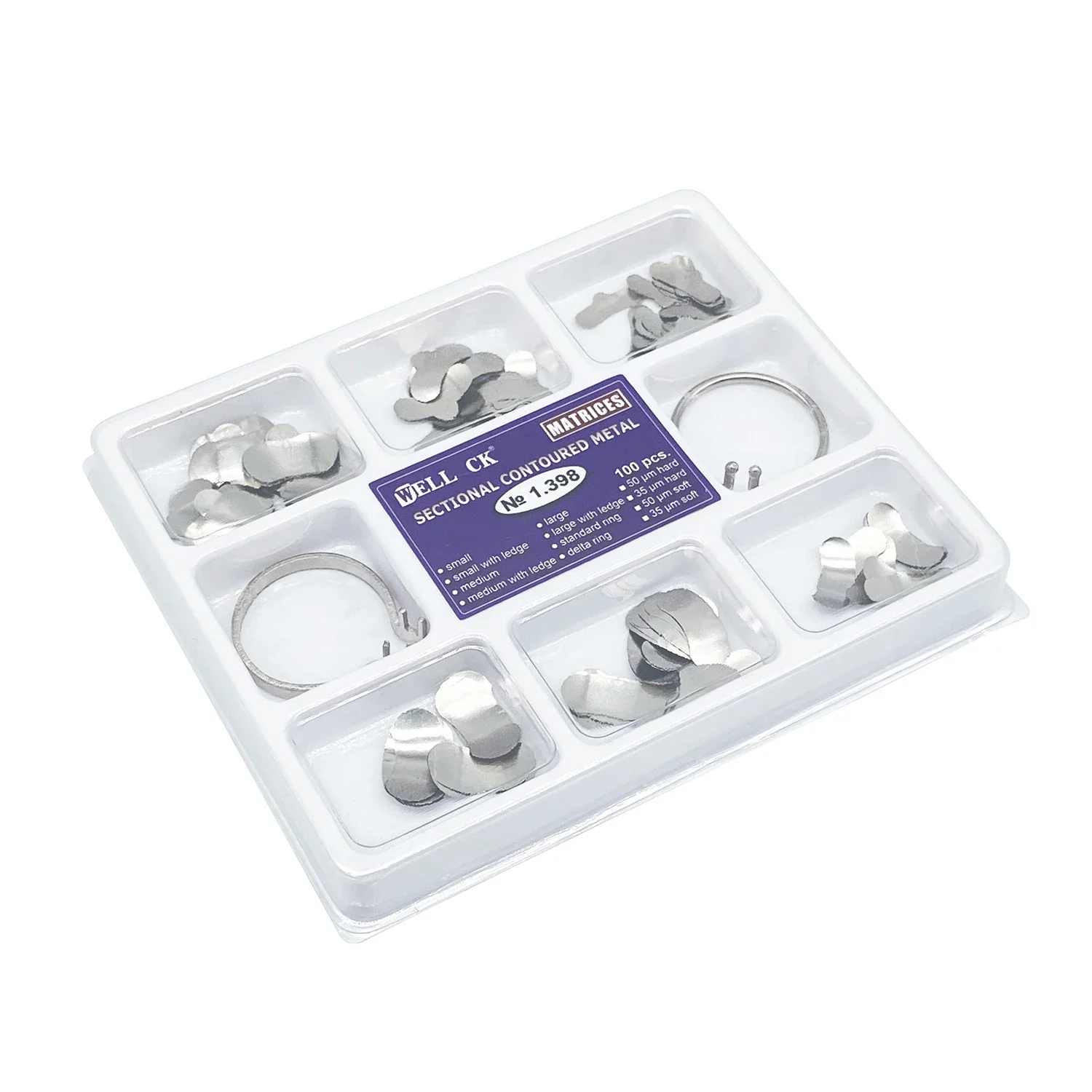 TOMENTY 100Pcs Dental Sectional Matrix Contoured System Metal for Teeth Replacement Dentsit Oral Care Dental 1.398 1.330 Tools