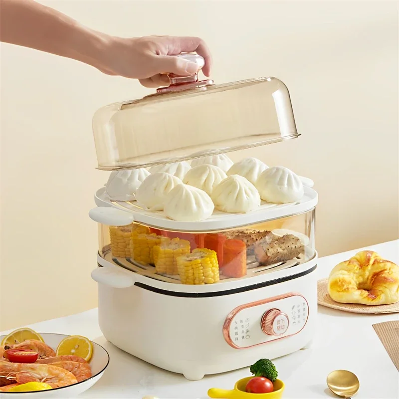 قدر الغذاء البخاري الكهربائي 10.5L سعة كبيرة 2-layer متعدد طباخ صندوق باخرة المنزلية عموم دفئا باخرة آلة الإفطار