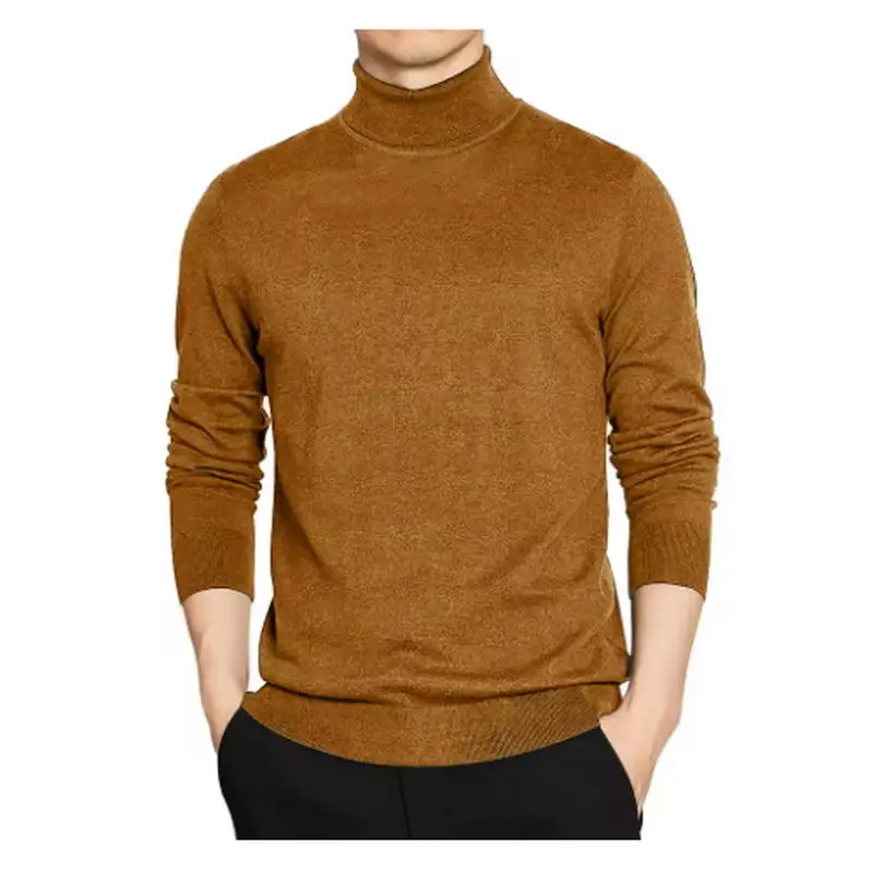 SweatwearTurtleneck Sweater Men Pullover Basic Solid High Neck Sweater Male Black Grey Knitwear Man Warm Loose Tops