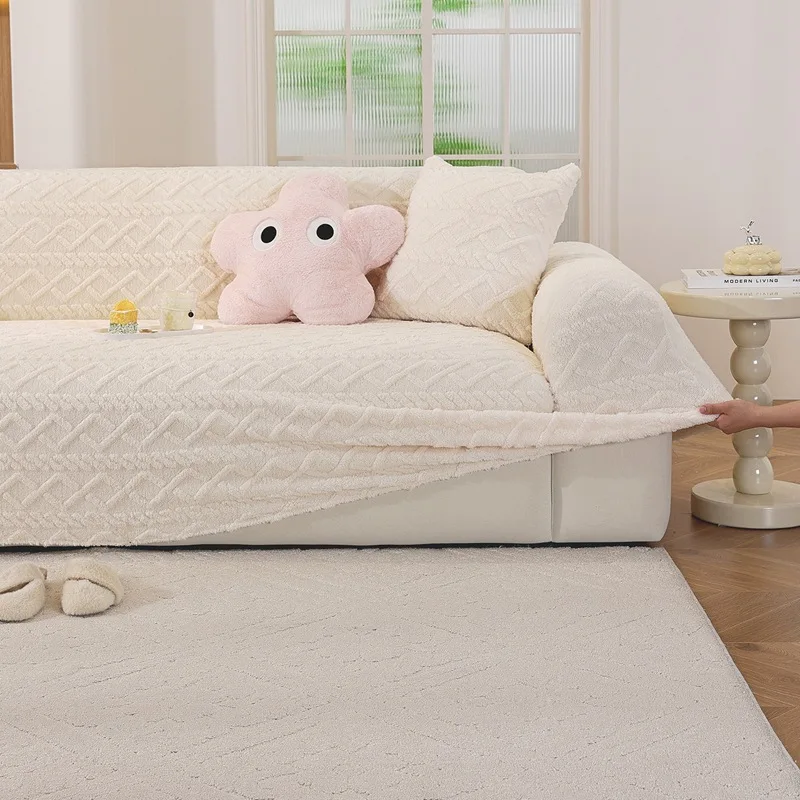 Thick Velvet Plush Sofa Cover for Living Room 1/2/3/4 Seater Elastic L Shaped Corner Armchair Sofa Slipcover Furniture Protector