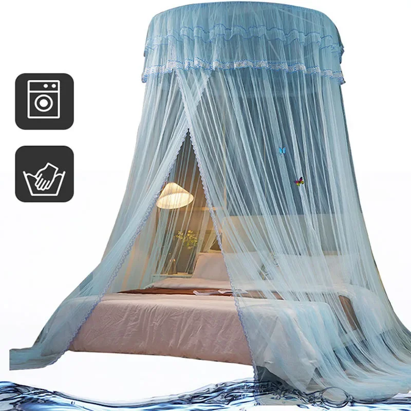 Dome Diameter 1.2M Hang Ceiling Mosquito Net Palace Princess Floor Standing Curtains Full Sizes Installation-Free Bed Canopy