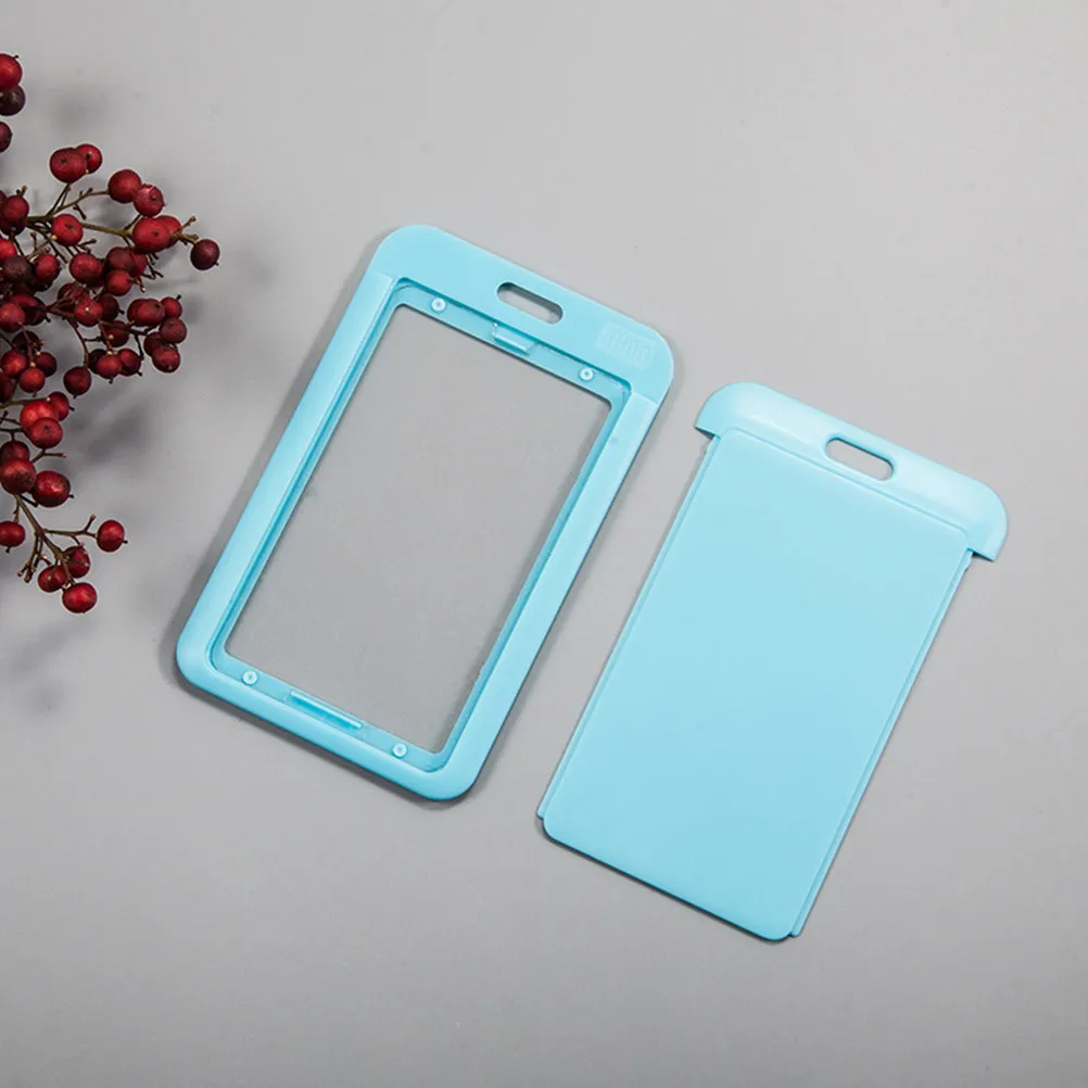 

5Pcs Sliding Cover Id Badge Holder Pushable Work Cover Credentials Holder Employee Badge Protector Bus Card Wallet Keychain