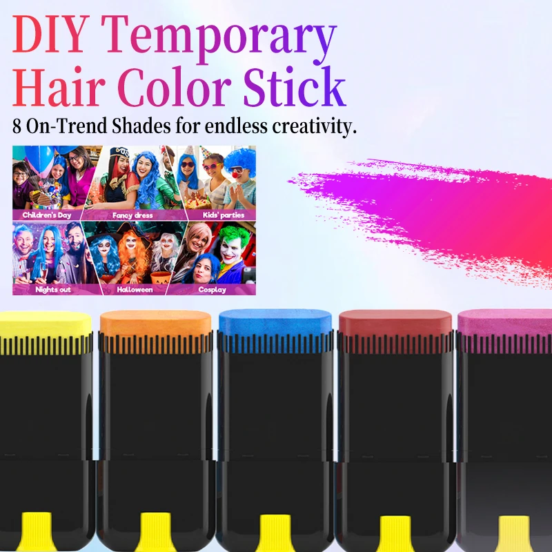 Quick Hair Color Stick Temporary Hair Dye Chalk Waterproof Hair Touch Up Stick DIY Hair Coloring Pen Hair Makeup Accessories