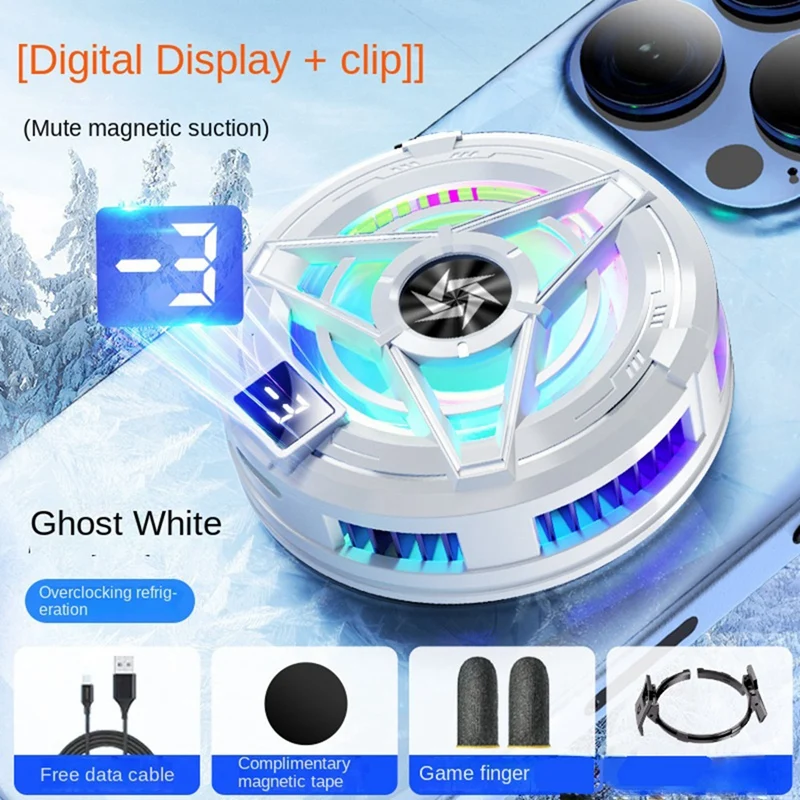 หม้อน้ํามือถือแม่เหล็กคูลเลอร์โทรศัพท์พร้อมจอแสดงผลดิจิตอลเซมิคอนดักเตอร์พัดลมระบายความร้อนคูลเลอร์สําหรับแท็บเล็ต/โทรศัพท์คูลเลอร์