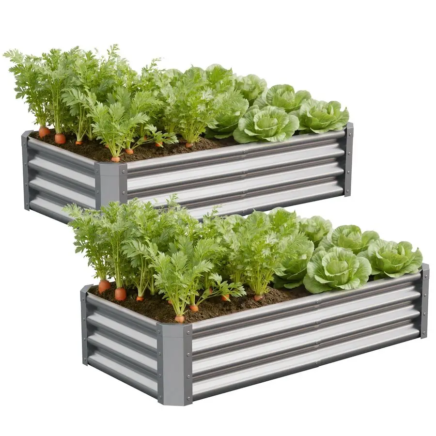 Raised Garden Bed,Outdoor Planter Box Metal Patio Kit Plant…