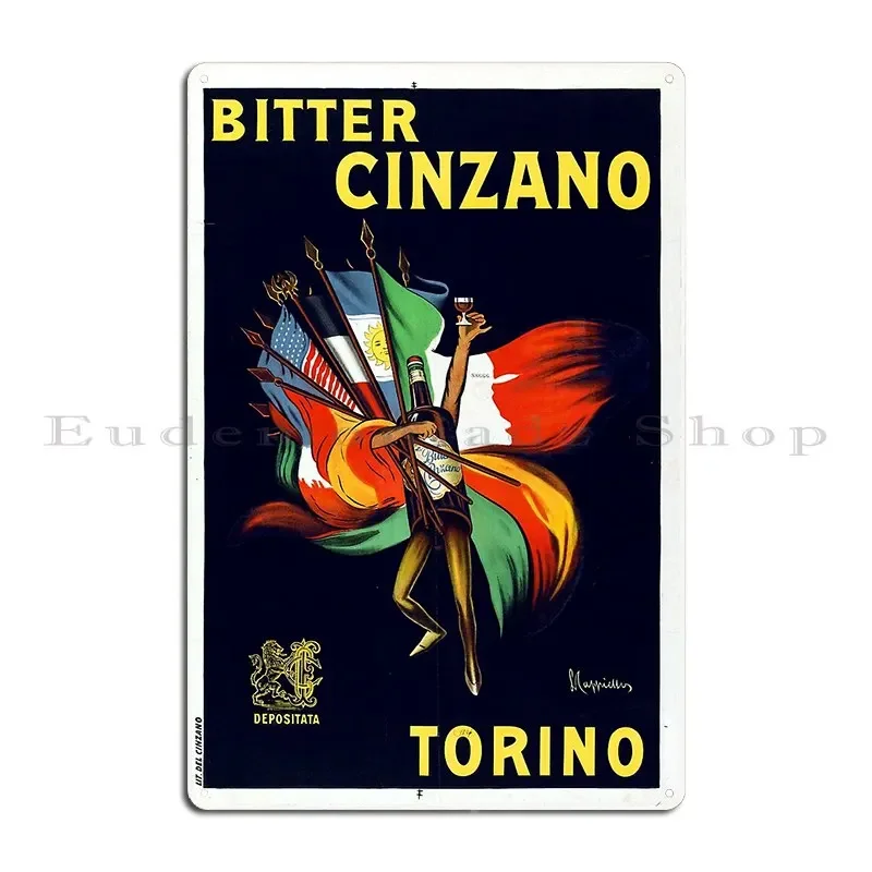 Póster Vintage italiano amargo Cinzano Dejavustudio, carteles de Metal, placa de pared personalizada para Club, cueva, cartel de estaño para garaje