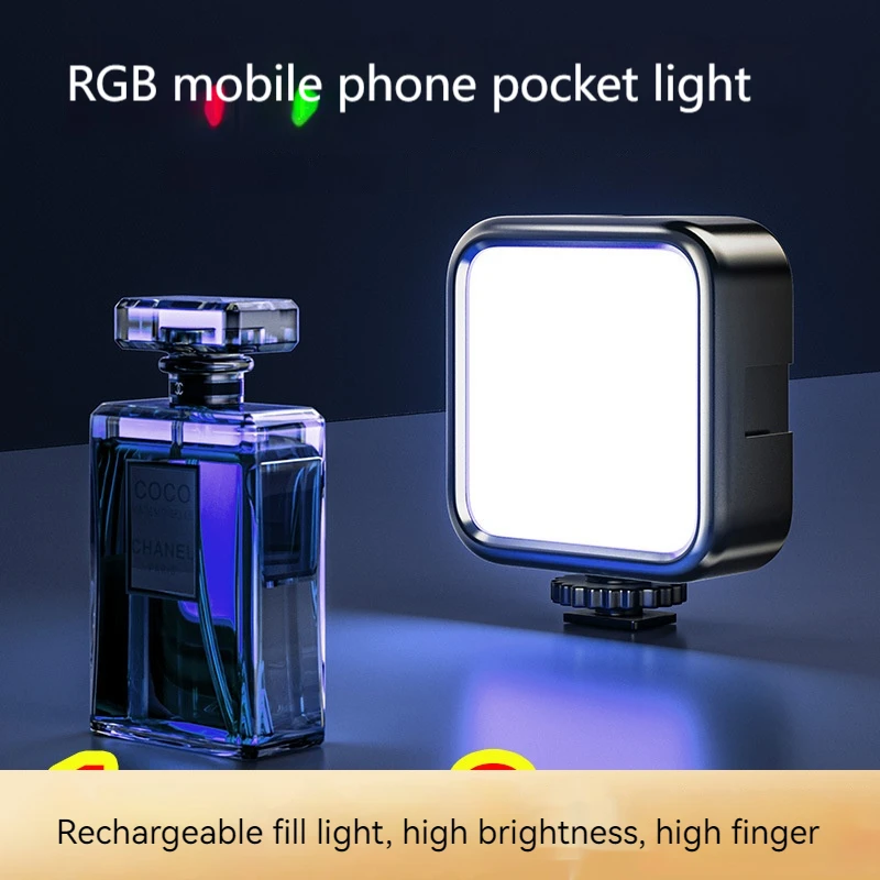 LED Three-color Phone Fill Light ,Mini Portable Pocket Light Selfie Handheld RGB Photography Outdoor Soft Light Video Light