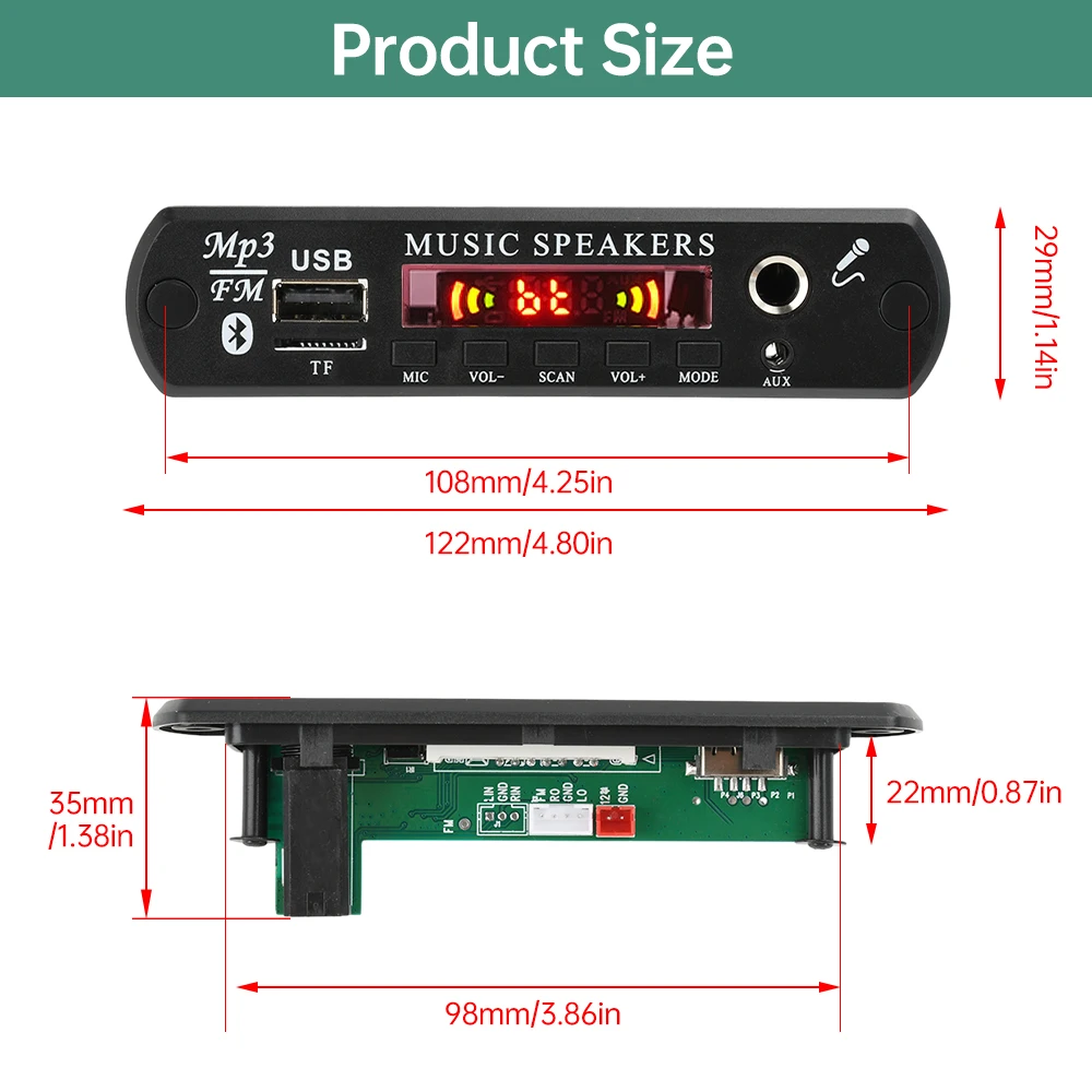 Dc 12V Mp3 Bt Decoding Board Audio Decoding Module Without Amplifier With Microphone Function Audio Accessories