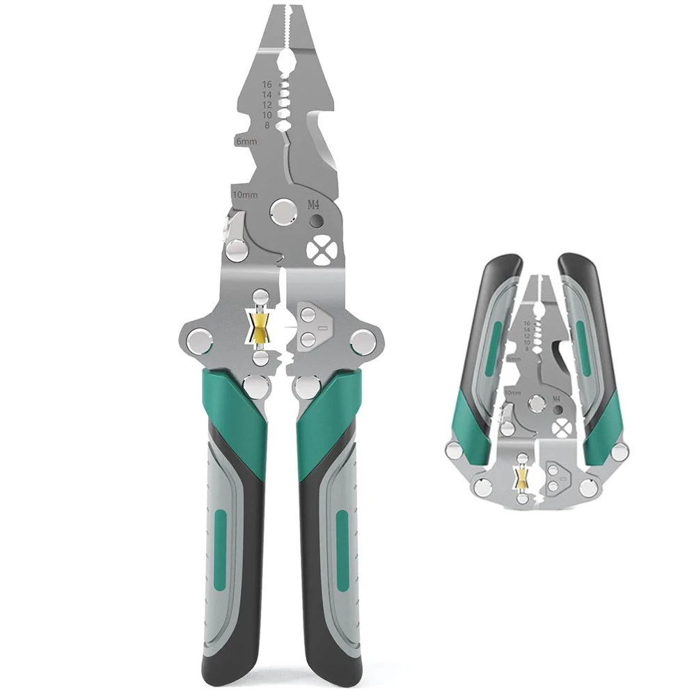 18 In 1 Foldable Wire Stripper,Multifunctional Foldable Wire Stripper Electrical Pliers,For Cutting Pulling Wires Cable Scissors