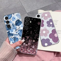 Case For Samsung Galaxy S25 FE Plus Ultra Clear Painted Flowers Back Cover For Samsung S 25 Ultra Soft Shockproof Phone Cases