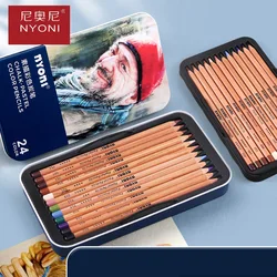NYONI 24 Color Charcoal Pencil  Sketch Pencils Portrait Hand-painted Wood Color Pencil Professional Paintbrush Art Supplies