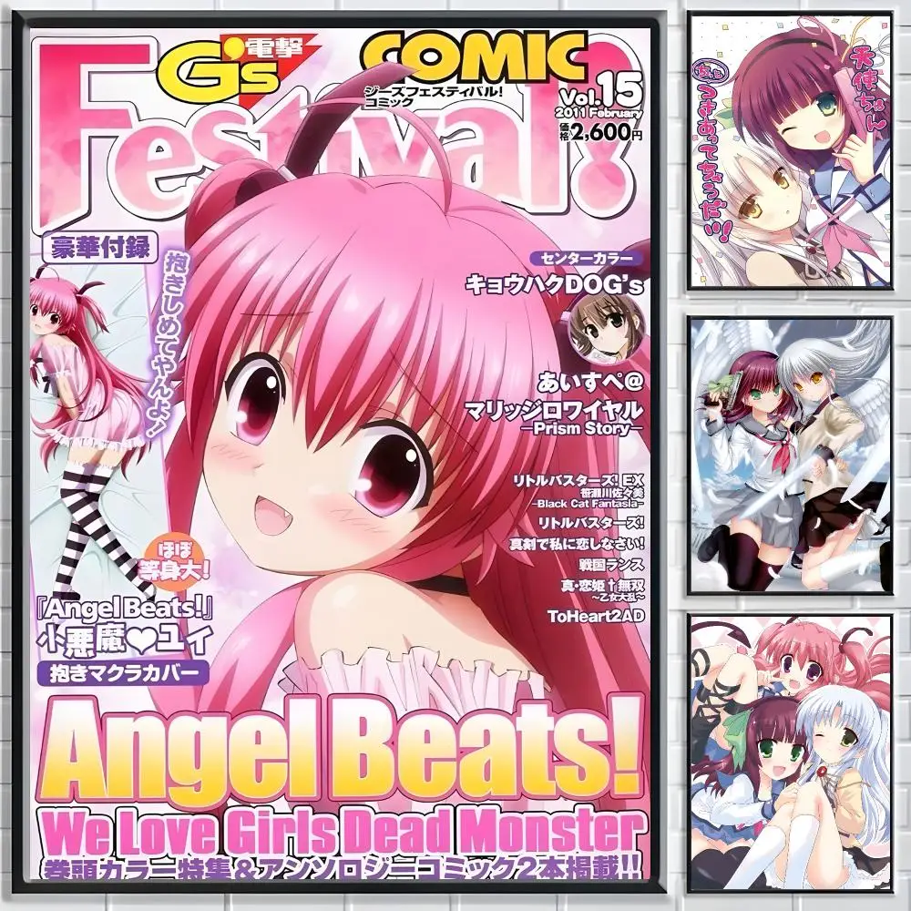 Anime Angel Beats Poster Classic Poster HD Art Sticky Wall Waterproof Home Living Room Bedroom  Aesthetic Decoration