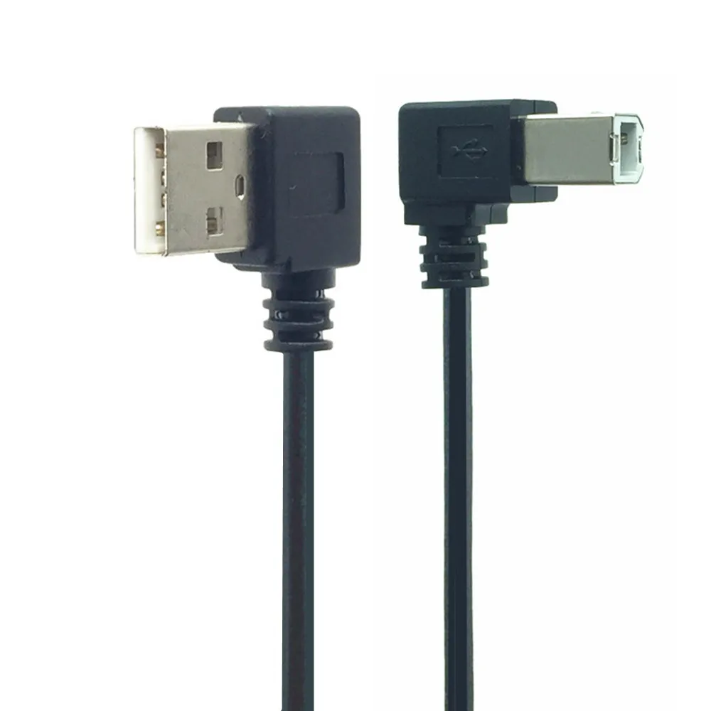 USB 2.0 Right Angled Type A Male to Type B Left 90 Degree Cable for Printer 0.5m