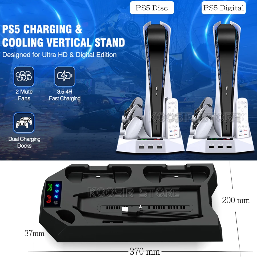 ใหม่ PS5คอนโซล Universal ตรง Multifunction Cooler ขาตั้ง Gamepad สำหรับ Sony Playstation 5 Disc & Digital Edition