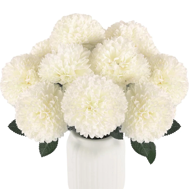 

12pcs Bouquet Artificial Flowers Chrysanthemum Ball Flower Fake Mums Flowers for Home House Party DIY Wedding