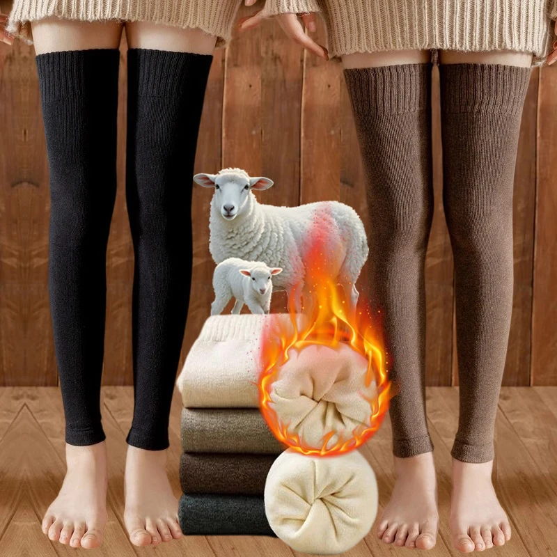 

Вязаные хлопковые термобелье, мягкие теплые гетры, однотонные легкие чулки для женщин, осенне-зимняя одежда для домашнего офиса