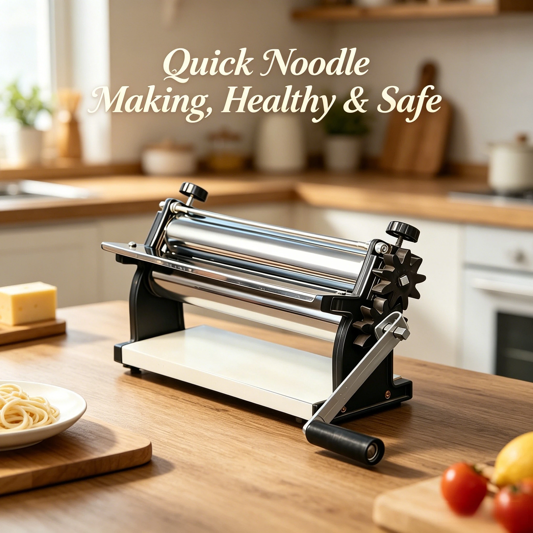 

Stainless Steel Manual Pizza Skin Press Portable Dough Roller Machine with Guide Rail for Home Baking Kitchen Gear