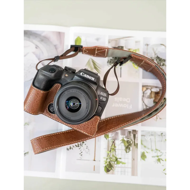 for Canon R10 camera bag R50 protective case R8 lychee pattern Pu leather case R100 miniature DSLR RP handmade base