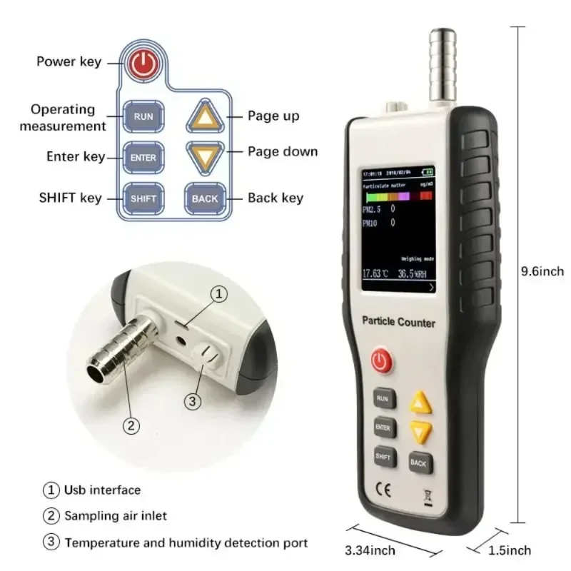 2026 Hot SellSix-channel Particle Size 0.3, 0.5, 1.0, PM2.5 PM10 Detector Dust Particle Counter Free Workshop Air Quali