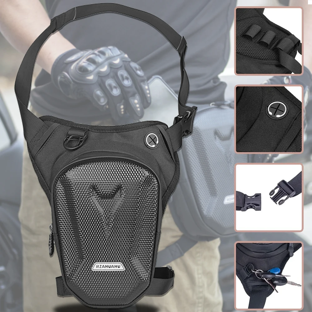 Motorcycle Bag Drop Waist Leg Bag EVA Hard Shell Motorcycle Leg Side Bag Outdoor Casual Waist Packs Phone Purse Backpack