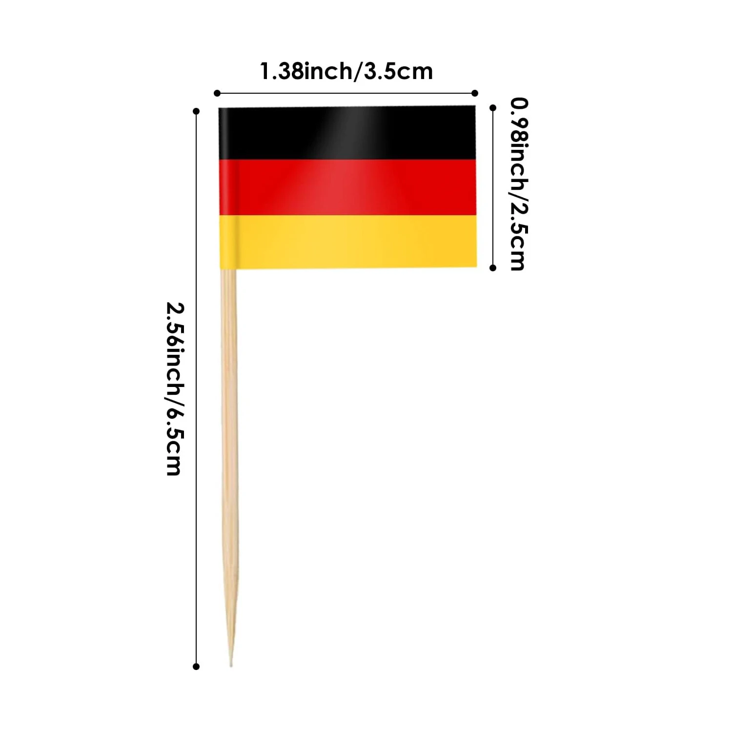 100 Pcs Germany Flag German Toothpick Flags Mini Small Germany Cupcake Toppers Stick Flags Party Cocktail Fruit Decoration