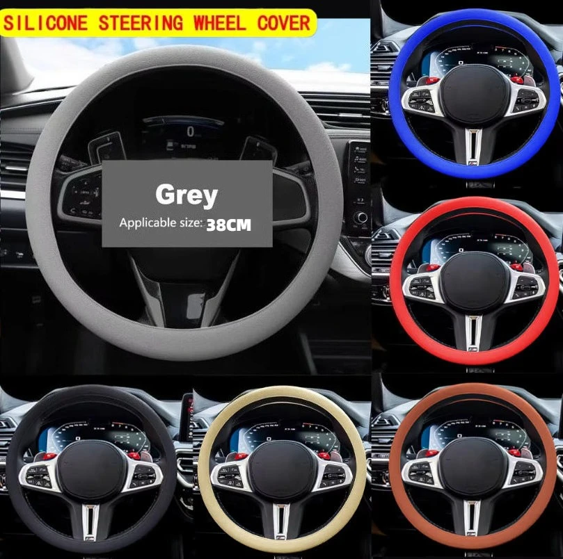 Universal Car Silicone Steering Wheel Cover Elastic Non-Slip Soft Multi Color Auto Decoration Internal Covers Accessories